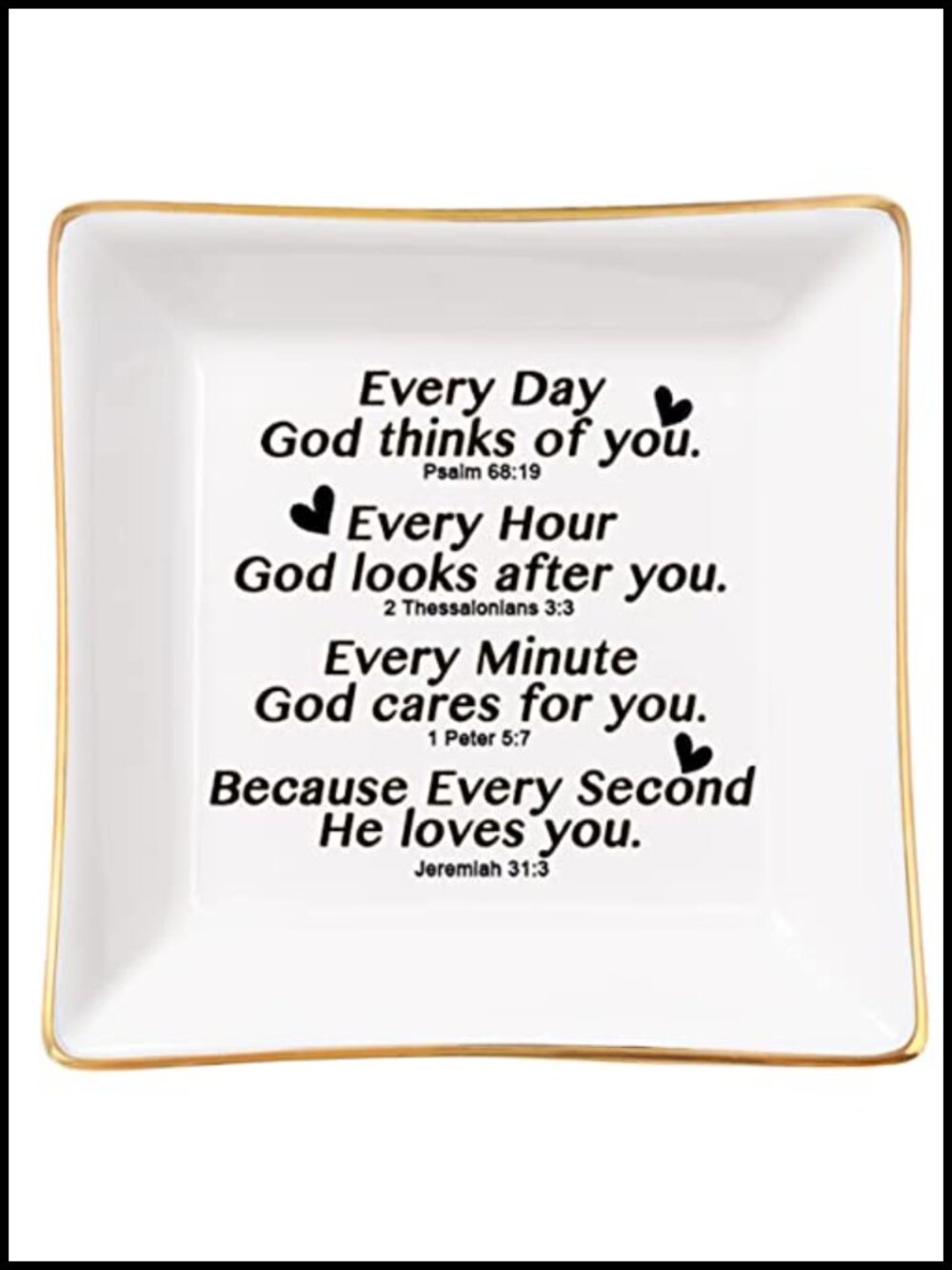Ceramic Bible Verse Jewelry Dish Square Trinket Tray Christian Gift
